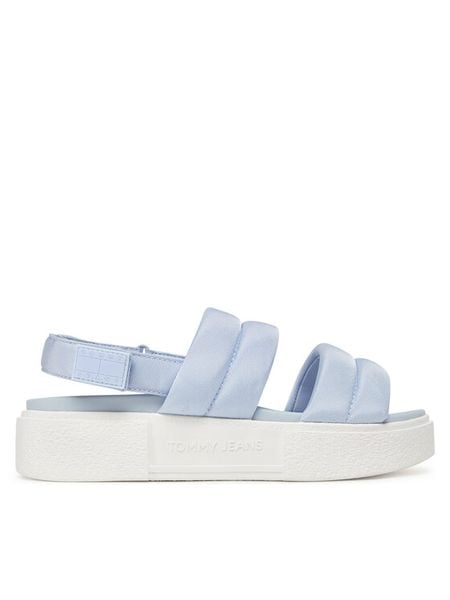Tommy Jeans Sandały Tjw Flatform Sandal EN0EN02802 Błękitny. Niebieskie sandały damskie Tommy Jeans, bez wzorów, z jeansu, bez obcasa, na płaskiej podeszwie, bez zapięcia. Za 189.99 zł.