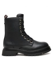 Tommy Hilfiger Trapery Lace-Up Bootie T3A5-33569-1351 M Czarny. Czarne kozaki dziewczęce Tommy Hilfiger, bez wzorów, ze skóry, bez obcasa, bez zapięcia. Za 449.99 zł.