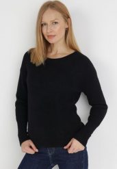 Czarny Sweter Ionoene. Czarne swetry klasyczne damskie Born2be, bez kołnierzyka. Za 139.99 zł.