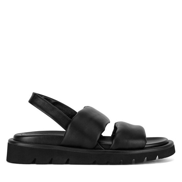 Sandały Badura. Czarne sandały damskie Badura, bez wzorów, bez obcasa, na płaskiej podeszwie, bez zapięcia. Za 249.99 zł.