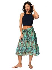 Aller Simplement Spódnica w kolorze turkusowym ze wzorem rozmiar: 38/40. Niebieskie spódnice damskie Aller Simplement, bez wzorów, midi. Za 56.99 zł.