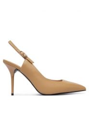LOVE MOSCHINO Szpilki JA10149G1PIA0104 Brązowy. Brązowe szpilki damskie Love Moschino, bez wzorów, ze skóry, bez obcasa, na szpilce, bez zapięcia. Za 949.99 zł.