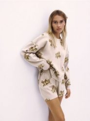 Dwuczęściowa piżama z bawełny - beżowy. Brązowe piżamy damskie Reserved, bez wzorów, z bawełny, bez ramiączek. W wyprzedaży za 69.99 zł.