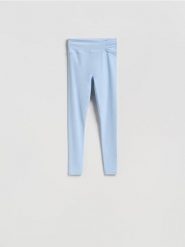 Legginsy z marszczeniem - jasnoniebieski. Niebieskie legginsy damskie Reserved, l, bez wzorów, z dzianiny. Za 119.99 zł.
