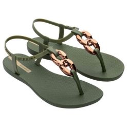 Sandały Ipanema Class Connect Ii Fem Damskie. Zielone sandały damskie Ipanema, bez wzorów, z materiału, bez obcasa, bez zapięcia. Za 129.99 zł.