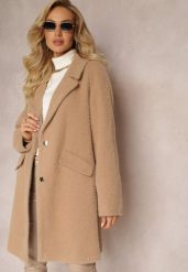 Brązowy Puchaty Płaszcz z Napami i Kieszeniami Talese. Brązowe płaszcze damskie Renee, m, bez wzorów, bez kaptura. Za 139.99 zł.