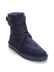 ISLAND BOOT Botki zimowe "Imaan" w kolorze granatowym rozmiar: 39. Niebieskie botki damskie Island Boot, na zimę, z materiału, z okrągłym noskiem, bez obcasa, bez zapięcia. Za 158.10 zł.
