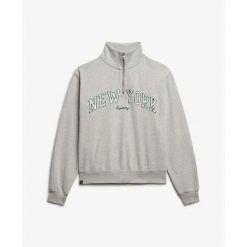Bluza damska z zamkiem 1/2 Superdry Athletic Ess Applique. Szare bluzy damskie Superdry, l, bez wzorów, z materiału, bez kaptura. Za 253.00 zł.