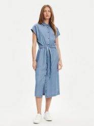 United Colors Of Benetton Sukienka koszulowa 4KHNDV0BI Niebieski Regular Fit. Niebieskie sukienki damskie United Colors Of Benetton, bez wzorów, z lyocellu, bez ramiączek. Za 319.99 zł.