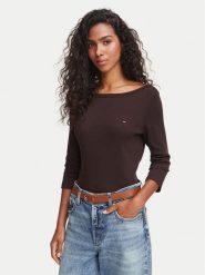 Tommy Hilfiger Bluzka Cody WW0WW49928 Brązowy ciemny Regular Fit. Brązowe bluzki damskie Tommy Hilfiger, m, bez wzorów, z bawełny, bez kołnierzyka, bez ramiączek. Za 249.99 zł.