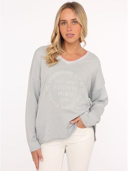 Zwillingsherz Bluza w kolorze szarym rozmiar: S/M. Szare bluzy damskie Zwillingsherz, m, bez wzorów, bez kaptura. Za 171.68 zł.