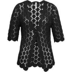 Sweter rozpinany szydełkowy bonprix czarny. Kardigany damskie bonprix. Za 79.99 zł.