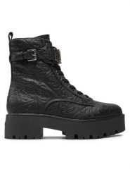 Guess Botki Vaires FLTSOM FAL10 Czarny. Czarne botki damskie Guess, ze skóry, bez obcasa, na płaskiej podeszwie, bez zapięcia. Za 789.99 zł.