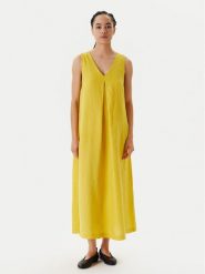 United Colors Of Benetton Sukienka letnia 4AGHDV07C Żółty Relaxed Fit. Żółte sukienki damskie United Colors Of Benetton, bez wzorów, ze lnu, bez ramiączek. Za 309.99 zł.
