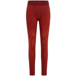 Spodnie termoaktywne damskie z wełną Merino Odlo Performance Kinship. Czerwone spodnie sportowe damskie ODLO, xl, bez wzorów, z elastanu, trekkingowe. Za 439.99 zł.