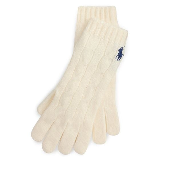 Rękawiczki Polo Ralph Lauren. Brązowe rękawiczki damskie Polo Ralph Lauren, bez wzorów, z dzianiny. Za 449.99 zł.