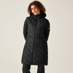 Parka damska Regatta Fritha III. Czarne parki damskie Regatta, z puchu, bez kaptura. W wyprzedaży za 179.99 zł.