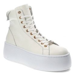 Białe Sneakersy Carinii Damskie Stylowe Obuwie. Białe obuwie sportowe damskie Carinii, na wiosnę, ze skóry, bez zapięcia. Za 529.00 zł.