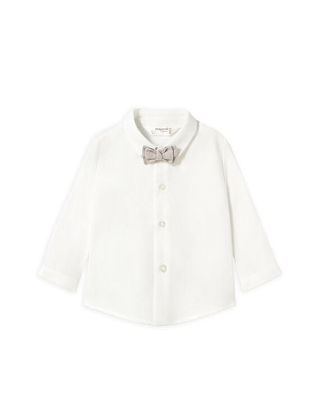 Mayoral Koszula 1102 Biały Regular Fit. Białe koszule chłopięce Mayoral, bez wzorów, z bawełny, bez kołnierzyka, bez ramiączek. Za 89.99 zł.