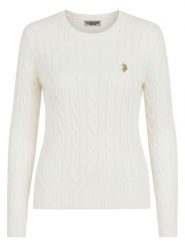 U.S. Polo Assn. Sweter w kolorze białym rozmiar: L. Białe swetry klasyczne damskie U.S. Polo Assn., l, z bawełny, bez kołnierzyka. Za 166.10 zł.