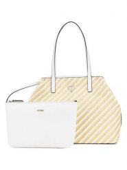 Guess Shopper bag w kolorze beżowo-białym - 40 x 31 x 18 cm rozmiar: onesize. Białe shopper bag Guess, z aplikacjami, z materiału, na ramię, bez dodatków. Za 500.99 zł.