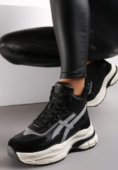 Czarne Sneakersy za Kostkę na Grubej Podeszwie Luntris. Czarne obuwie sportowe damskie Renee, na zimę, za kostkę, bez zapięcia. Za 119.99 zł.