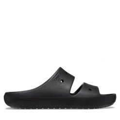 Klapki Crocs. Czarne klapki damskie Crocs, bez wzorów, bez obcasa, bez zapięcia. Za 129.99 zł.