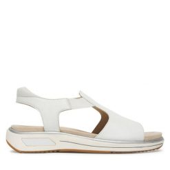 Sandały Ara. Białe sandały damskie Ara, bez wzorów, bez obcasa, na płaskiej podeszwie, bez zapięcia. Za 429.99 zł.