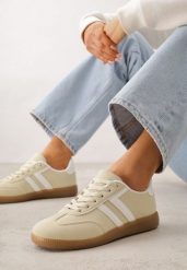 Żółte Sneakersy Typu Klasyczne Tenisówki Kilice. Żółte obuwie sportowe damskie Renee, bez wzorów, z koronki, bez zapięcia. Za 99.99 zł.