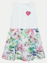 Guess Sukienka codzienna K4GK31 WG5N0 Biały Regular Fit. Białe sukienki dziewczęce Guess, z aplikacjami, z bawełny, bez ramiączek, proste. Za 199.99 zł.