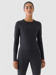 4F Longsleeve treningowy szybkoschnący damski - szary M. Szare koszulki sportowe damskie 4F, m, bez wzorów, z dzianiny, bez ramiączek, na fitness i siłownię. W wyprzedaży za 59.99 zł.