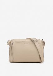 Jasnobeżowa Torebka Trzykomorowa w Stylu Listonoszki Jenelira. Brązowe shopper bag Renee, bez wzorów, z jeansu, bez dodatków. Za 129.99 zł.