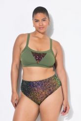 Damskie Figi od bikini wysoki stan cekiny. Zielone figi Ulla Popken, bez wzorów, z elastanu. Za 125.99 zł.