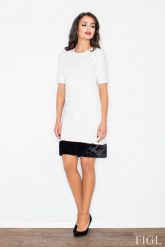 Ecru Elegancka Ołówkowa Sukienka z Futrzaną Wypustką. Czarne sukienki damskie Figl, bez wzorów, z elastanu, eleganckie, bez ramiączek. Za 269.00 zł.