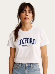 WOOOP Koszulka "Oxford University 2" w kolorze białym rozmiar: XL. Białe koszulki damskie Wooop, xl, bez wzorów, z bawełny, bez kołnierzyka, bez ramiączek. Za 56.99 zł.