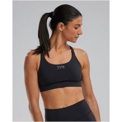 Top damski TYR JL DUALSTRPBRA SOL. Czarne biustonosze sportowe damskie TYR, bez wzorów. Za 299.98 zł.
