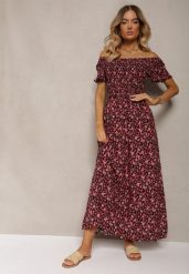 Czerwono-Czarna Sukienka z Wiskozy Tariya. Czerwone sukienki damskie Renee, z aplikacjami, z wiskozy, boho, bez ramiączek. W wyprzedaży za 55.99 zł.