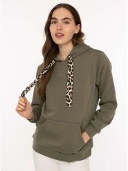 Zwillingsherz Bluza "Strong Soul" w kolorze khaki rozmiar: L/XL. Brązowe bluzy damskie Zwillingsherz, l, bez wzorów, z kapturem. Za 210.81 zł.