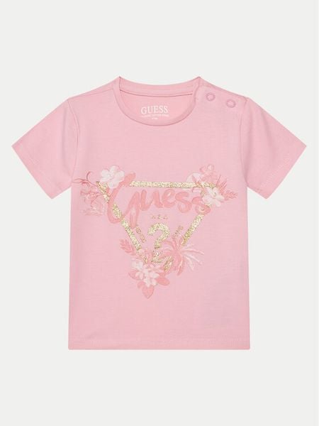 Guess T-Shirt A5GI03K6YW4 Różowy Regular Fit. Czerwone koszulki i t-shirty dziewczęce Guess, z aplikacjami, z bawełny, bez kołnierzyka, bez ramiączek. Za 39.99 zł.
