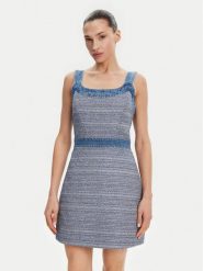 Guess Sukienka codzienna W5GK77 WH610 Niebieski Slim Fit. Niebieskie sukienki damskie Guess, z aplikacjami, z bawełny, bez ramiączek. Za 469.99 zł.
