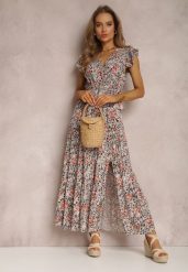 Czarno-Biała Sukienka Oreithanassa. Czarne sukienki damskie Renee, z aplikacjami, z materiału, bez ramiączek. W wyprzedaży za 75.99 zł.
