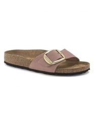 Birkenstock Skórzane klapki "Madrid" w kolorze jasnoróżowym rozmiar: 40. Różowe klapki damskie Birkenstock, bez wzorów, z nubiku, z otwartym noskiem, bez obcasa, bez zapięcia. Za 427.45 zł.