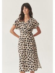 TATUUM Sukienka w kolorze beżowo-czarnym rozmiar: 38. Brązowe sukienki damskie TATUUM, bez wzorów, z tkaniny, bez ramiączek. Za 183.15 zł.