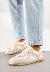 Beżowe Sneakersy w Stylu Klasycznych Tenisówek z Plecioną Podeszwą Fevanelle. Brązowe obuwie sportowe damskie Born2be, z jeansu, bez zapięcia, tenisowe. Za 64.99 zł.