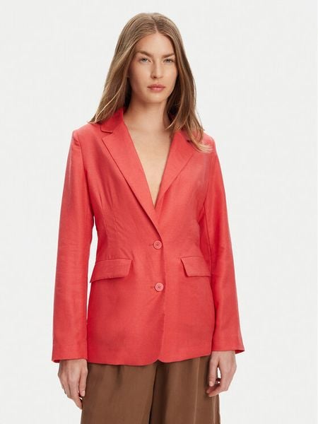 United Colors Of Benetton Marynarka 25BVDW036 Czerwony Regular Fit. Czerwone marynarki i żakiety damskie United Colors Of Benetton, bez wzorów, ze lnu. Za 269.99 zł.