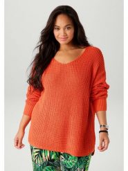 Aniston Sweter w kolorze pomarańczowym rozmiar: 50. Pomarańczowe swetry klasyczne damskie Aniston, ze splotem, bez kołnierzyka. Za 65.38 zł.