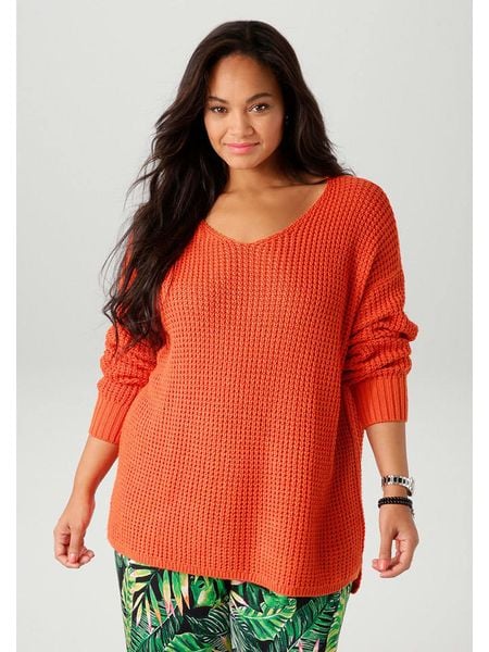Aniston Sweter w kolorze pomarańczowym rozmiar: 50. Pomarańczowe swetry klasyczne damskie Aniston, ze splotem, bez kołnierzyka. Za 65.38 zł.