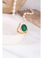 Pierres delicates Pozłacany pierścionek z malachitem rozmiar: onesize. Żółte pierścionki damskie Pierres delicates, z malachitem, pozłacane. Za 113.36 zł.