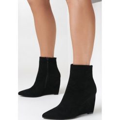 Czarne Botki na Koturnie Phincon. Czarne botki damskie Born2be, na jesień, eleganckie, za kostkę, bez obcasa, na koturnie, bez zapięcia. Za 79.99 zł.