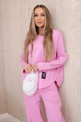 Komplet new punto bluza + spodnie cukierkowy róż. Czerwone bluzy damskie KESI, l, bez wzorów, z bawełny, bez kaptura. Za 347.13 zł.